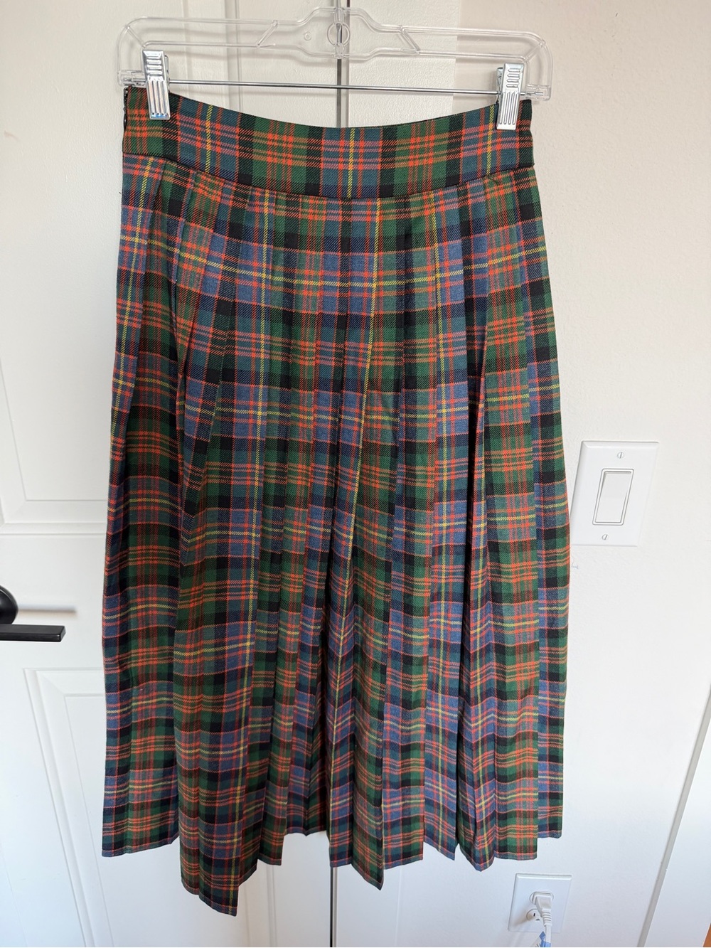 Hunter Bell Pleated Tartan Midi Skirt in Green Plaid - Picture 2 of 2